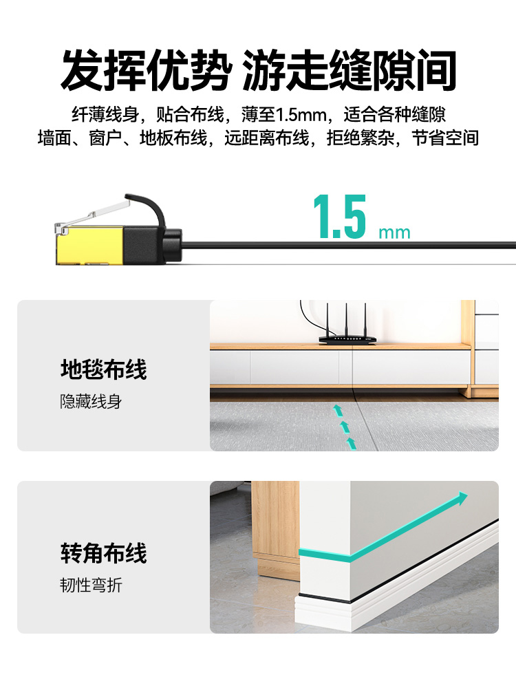 八类万兆网线cat8网络线家用超8类5g网络纯铜屏蔽电脑路由器纤薄 - 图1