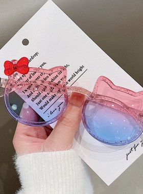 儿童太阳镜女宝宝卡通眼镜可爱蝴