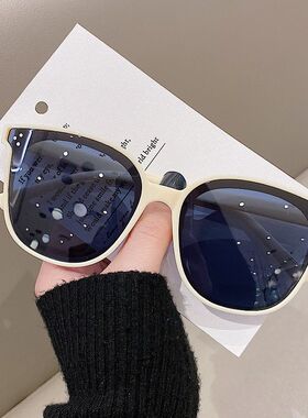 网红款墨镜女圆脸超大框方形防紫