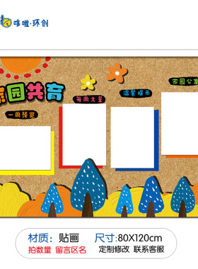 幼儿园环创抽象艺术风进区规则喝水区插画风区角标识牌家园栏墙贴