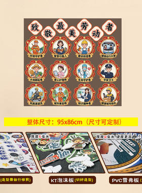 致敬劳动者校园文化墙布置墙贴