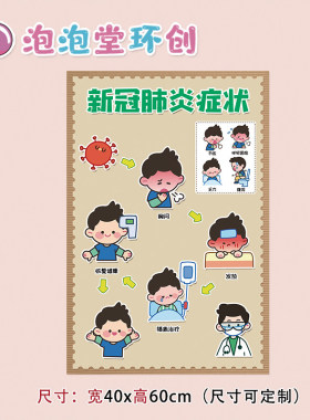 幼儿园安全教育主题墙环创布置新冠肺炎的症状防疫小妙招宣传海报