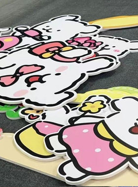 幼儿园环创小清新风格区角标识牌线条小狗区域角进区规则墙贴定制