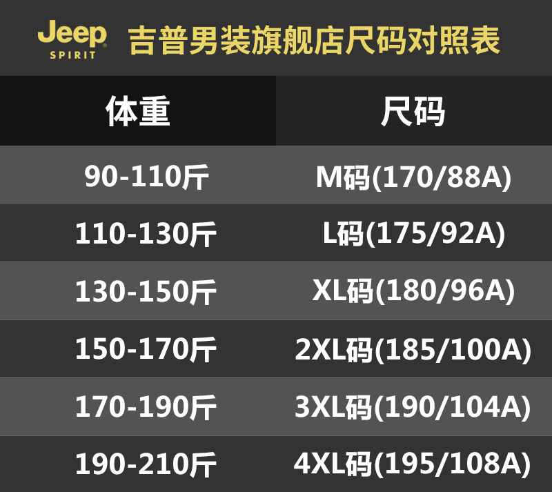 JEEP SPIRIT男装羽绒服