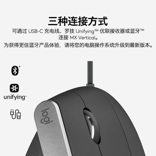 罗技MX Vertical无线蓝牙鼠标跨屏操控垂直充电人体工程学电脑 - 图1