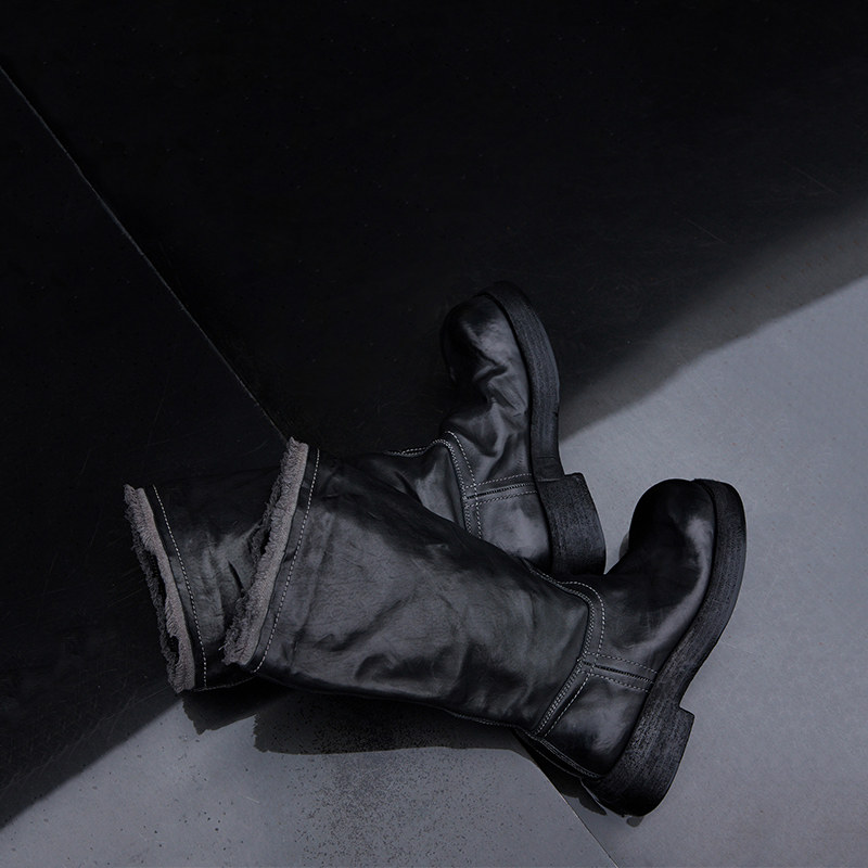 Le' Murmure 意大利原胚重工水洗马皮 宽筒马靴 高筒靴做旧骑士靴,淘宝优惠券,粉丝福利购,淘宝优惠卷