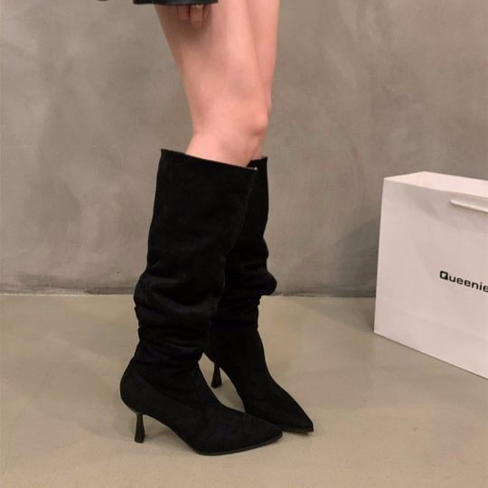 Large tube high boots, stiletto heels, new autumn and winter heap boots