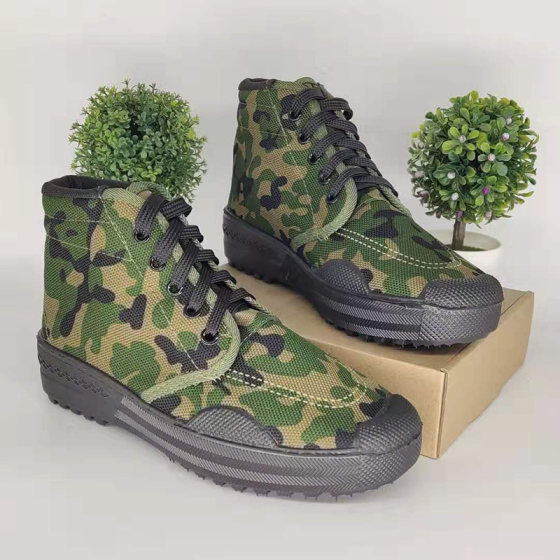 Thickened soft sole rubber shoes, labor protection wear-resistant high-top camouflage shoes