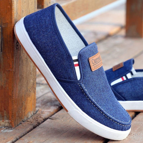 Men's casual canvas shoes lazy breathable low top