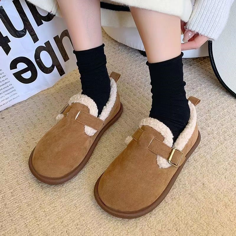 加绒保暖复古平底毛毛鞋女外穿休闲鞋2024秋冬款软底舒适豆豆棉鞋,淘宝优惠券,粉丝福利购,淘宝优惠卷