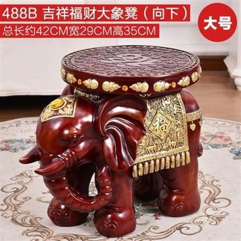泰国香樟木雕凳子仿木茶凳大象换鞋凳树脂凳子动物树墩穿鞋凳摆件