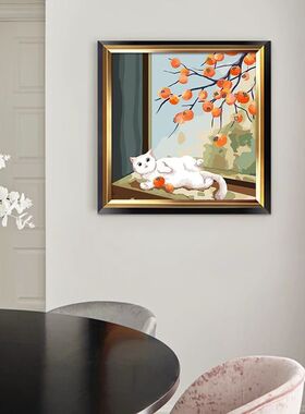 美式餐厅装饰画小清新油画卧室儿童房卡通挂画风景壁画治愈系装饰