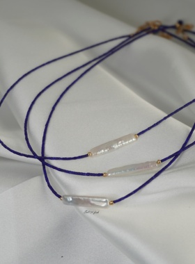 极细青金石南红玛瑙淡水珍珠项链