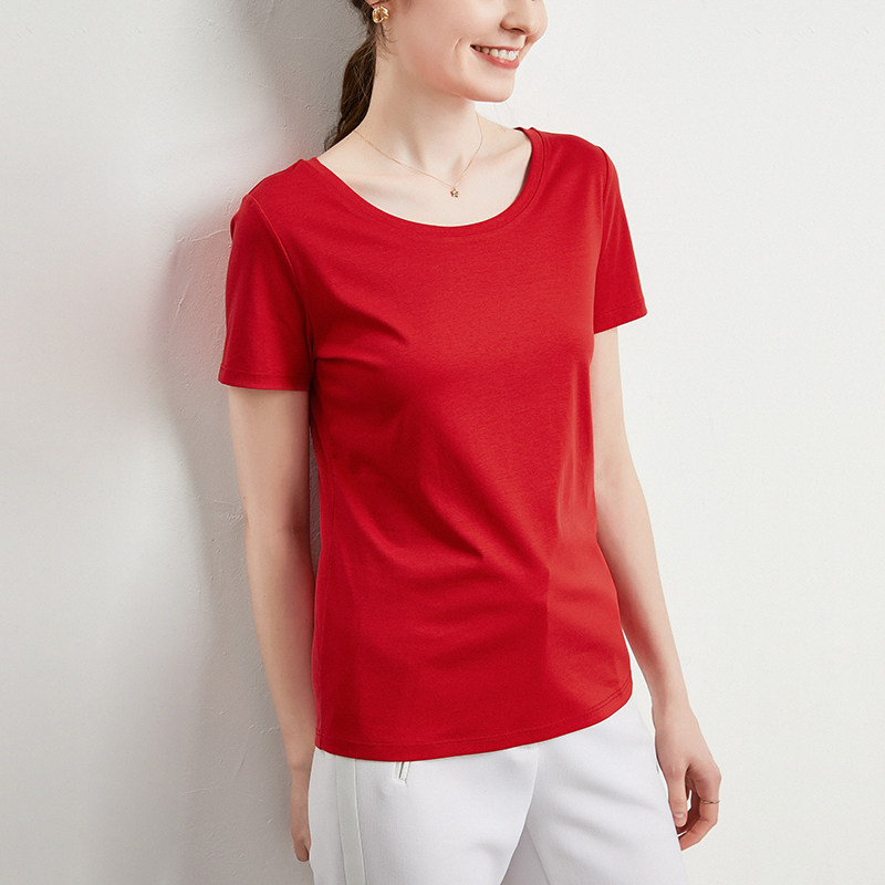 高端定制丝光棉圆领t恤2020打底衫 祥绒腾跃T恤