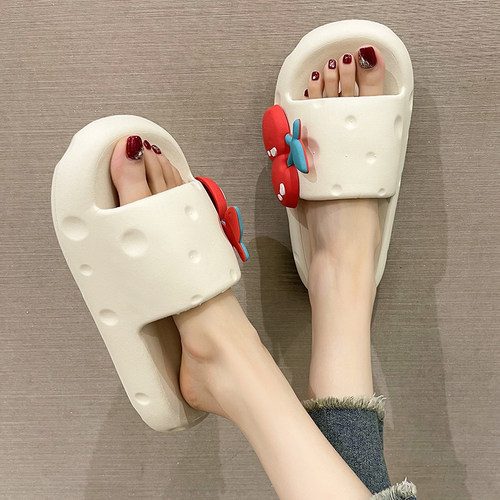 2025年新款可爱踩屎感拖鞋女外穿夏季樱桃厚底防滑室内家居凉拖鞋 - 图2