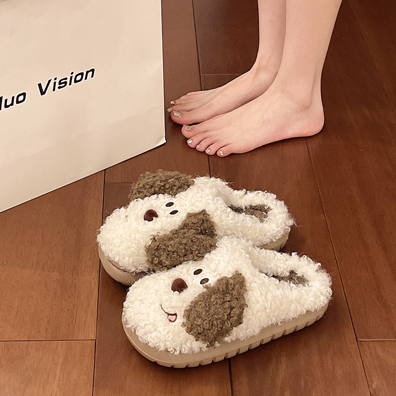 可爱小狗棉拖鞋女2025新款冬季外穿室内居家厚底包头保暖毛绒拖鞋,淘宝优惠券,粉丝福利购,淘宝优惠卷