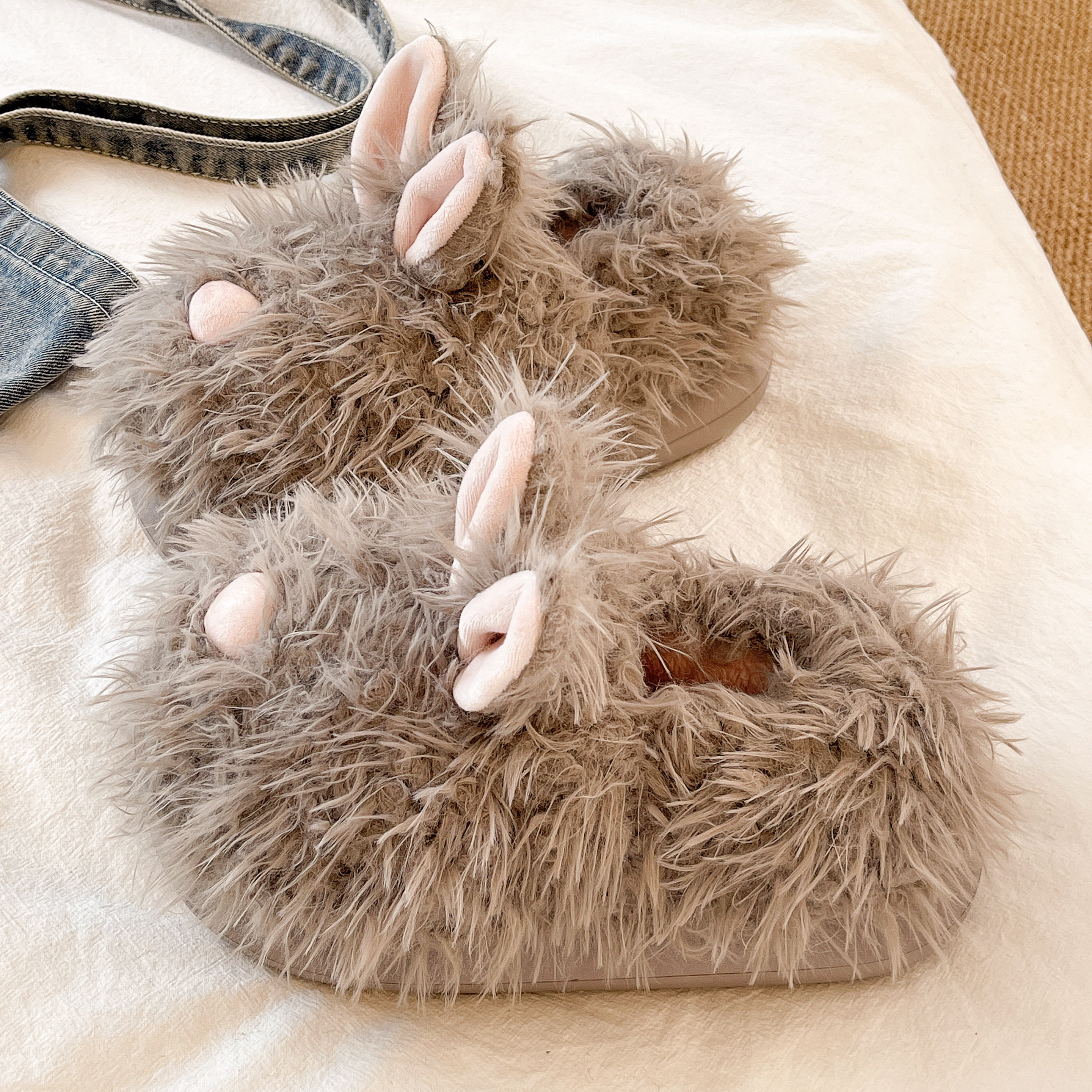 棉拖鞋女冬季外穿卡通可爱潦草小兔室内居家学生宿舍包头毛毛拖鞋,淘宝优惠券,粉丝福利购,淘宝优惠卷