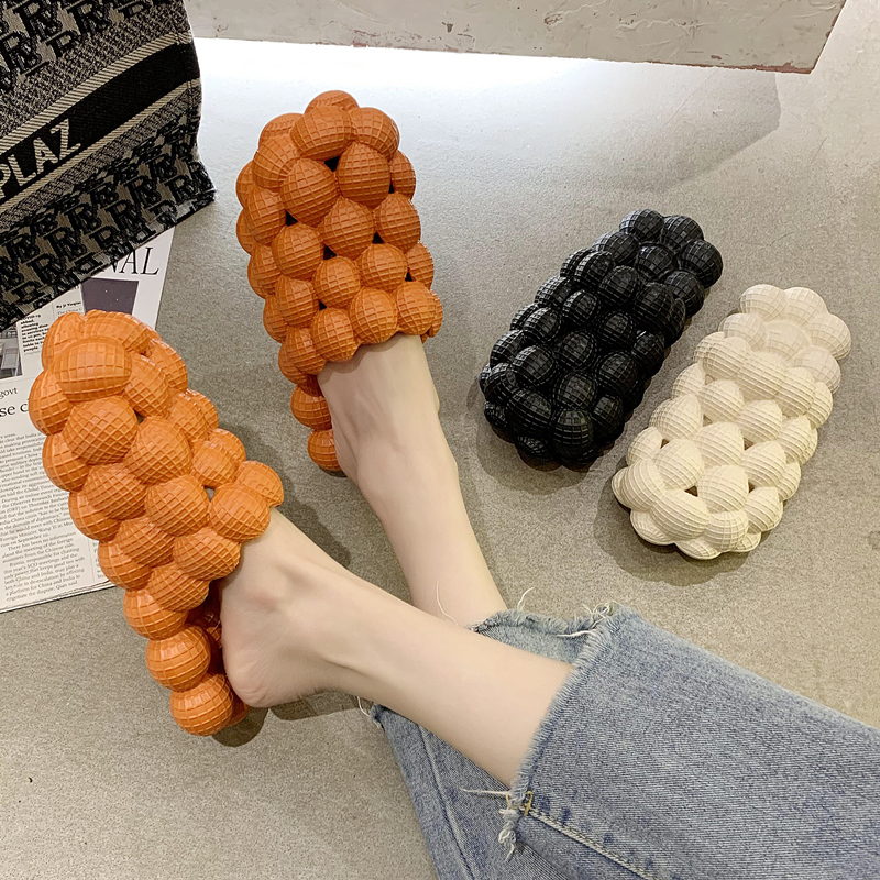篮球拖鞋女夏外穿时尚防滑沙滩凉拖室内个性情侣包头按摩一字拖潮 - 图3