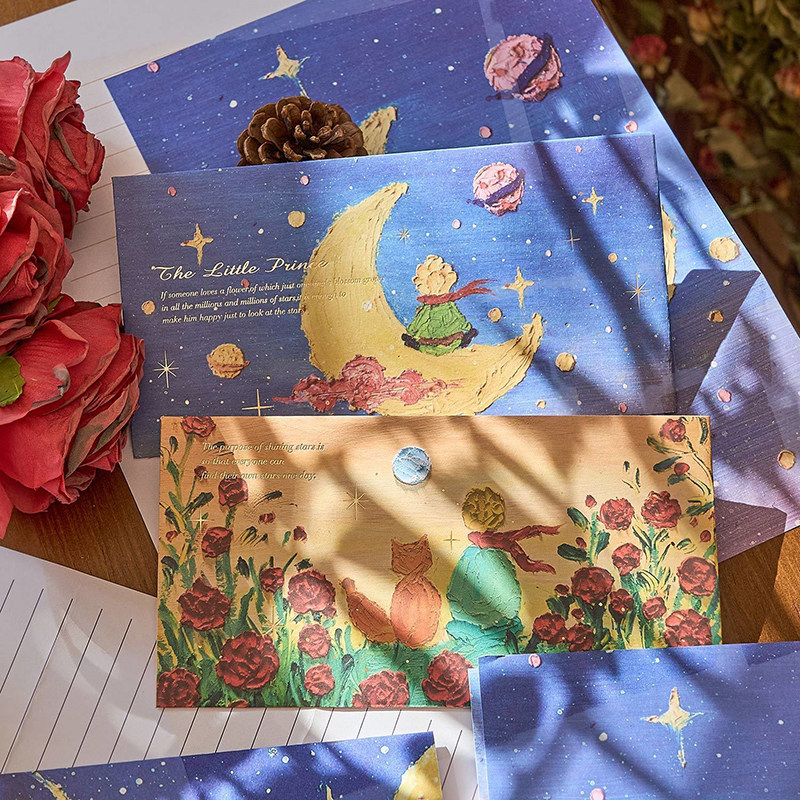 时光星球高颜值烫金信纸信封套装复古浪漫王子玫瑰表白情书信笺,淘宝优惠券,粉丝福利购,淘宝优惠卷