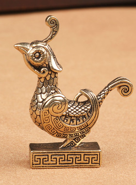 黄铜纯铜工艺品摆件茶桌书桌办公桌小动物手把件铜雀鸟礼品装饰品