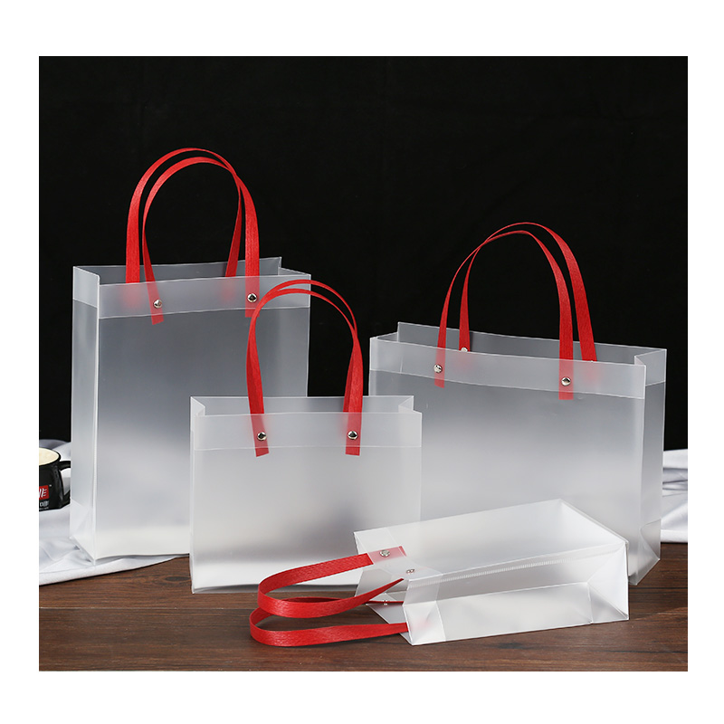 pvc透明手提袋礼品袋磨砂袋女神节结婚礼袋伴手礼鲜花手拎包装袋