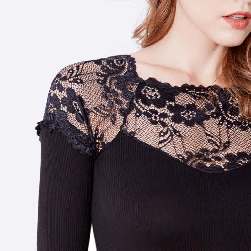 俞兆林长袖蕾丝镂空性感内搭衣小衫 俞兆林联翼保暖上装