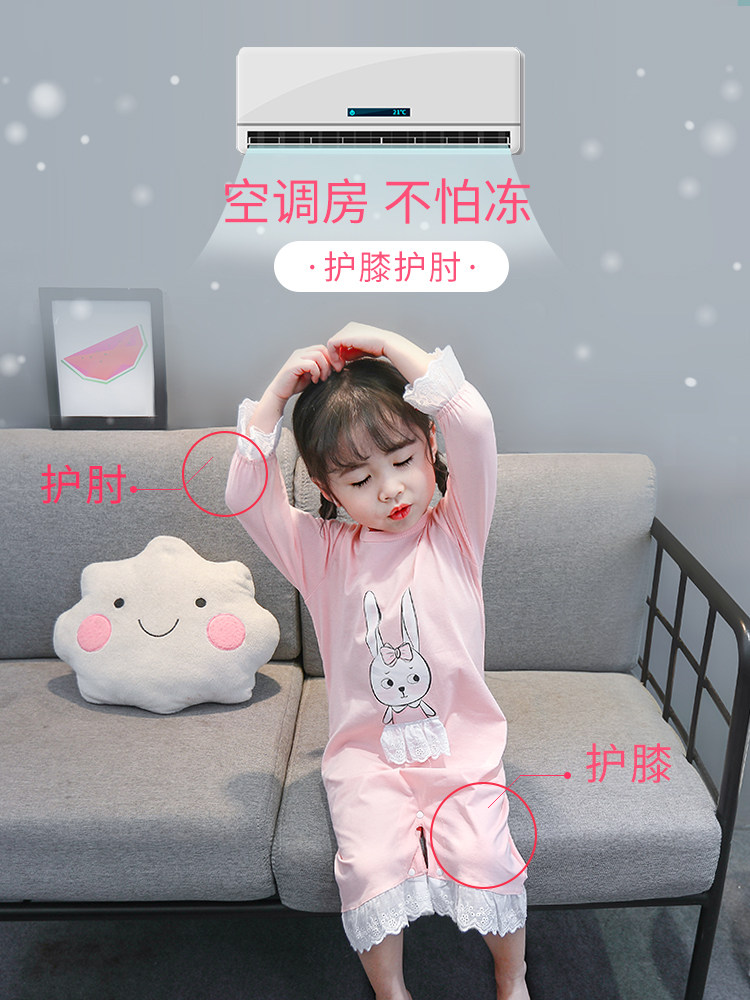 女童夏季棉质公主长袖连体秋装睡裙 婵率睡裙