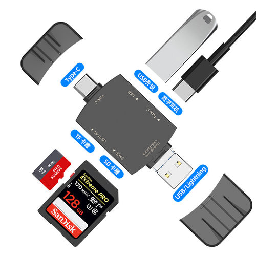 bimoz 手机读卡器适用于苹果type-c7合1 otg手机电脑通用SD/TF卡 读卡器耳机转换口 USB/Lightning转接链接口 - 图2