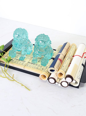 狮子仿石雕一对招财开业乔迁摆件