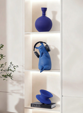 克莱因蓝极简抽象艺术花瓶摆件