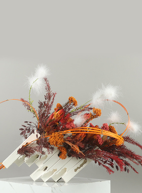宋式美学麦穗枫叶仿真花插花摆件