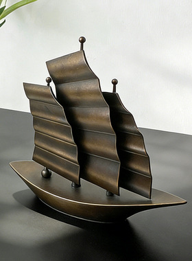 美式复古金属一帆风顺帆船模型
