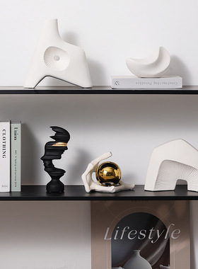 北欧轻奢雕塑客厅电视柜壁龛摆件