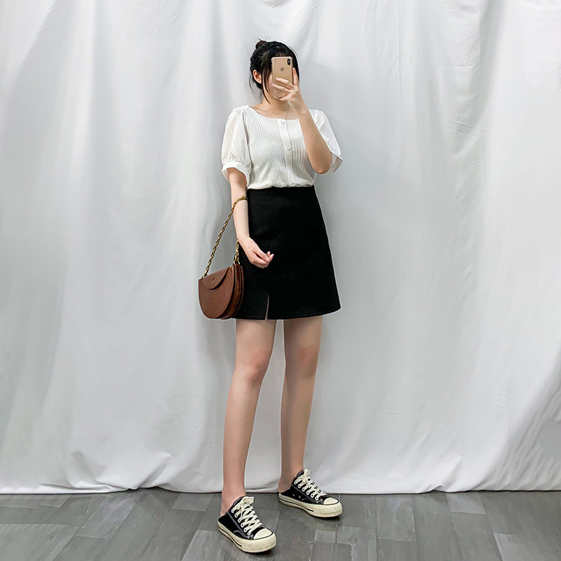 两件套装开叉高腰适合mm大码半身裙 纳凌姿大码女装