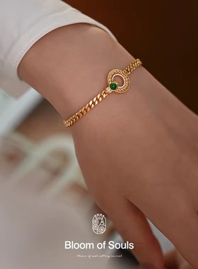 《抹茶甜圈》原创纯银绿玛瑙手链