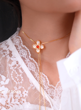 《海岛夏花》原创纯银贝母毛衣链