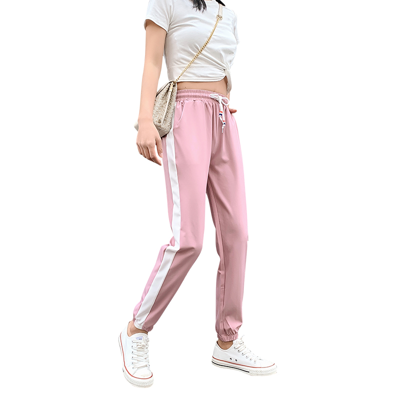 夏季冰丝运动宽松阔腿哈伦休闲裤 苑汝美休闲裤