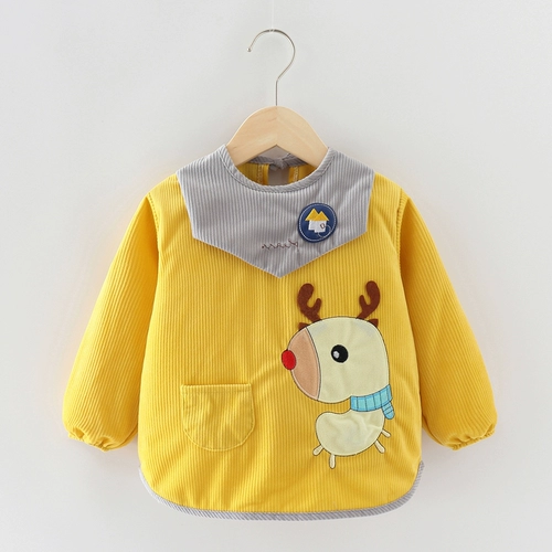 Детский фартук, водонепроницаемый слюнявчик, демисезонный нагрудник, лонгслив подходит для мужчин и женщин, анти-грязь, с карманом, сзади на завязках