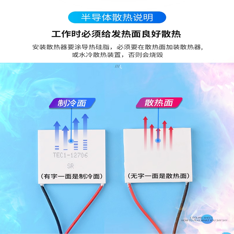 TEC1-12706半导体制冷片 普通/中等/优质款 饮水机车载冰箱 DC12V - 图0