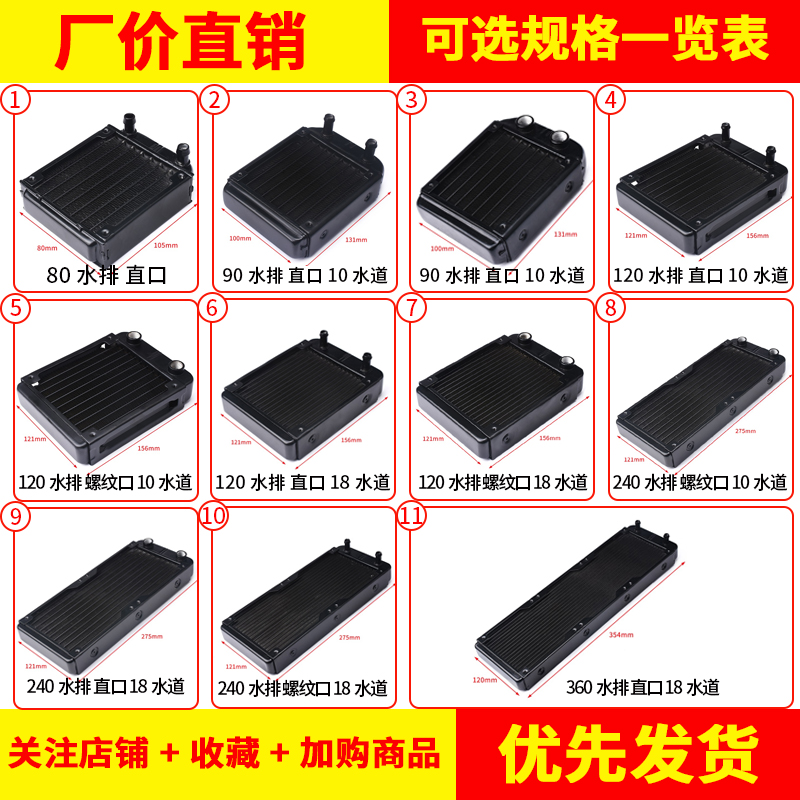 水冷排散热器电脑cpu显卡降温DIY美容仪散热水冷排90/120/240/360 - 图3