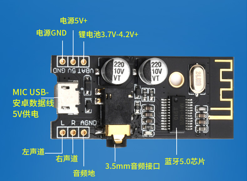 DIY蓝牙音频接收器模块5.0 无线无损车载音箱音响耳机功放板 4.2 - 图1