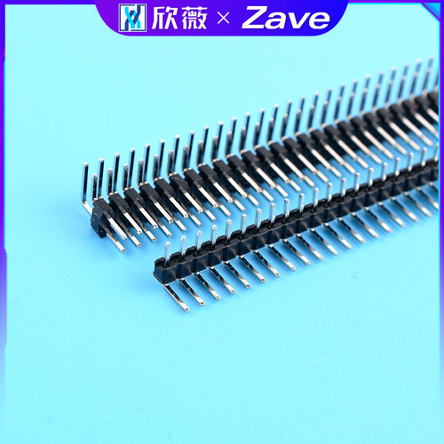 单排针 双排针 黑色2.0mm间距1*40P插针 2*40P直针/弯针 铜排针 - 图1