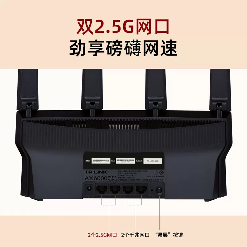 TP-LINK AX6000双频千兆无线路由器家用千兆高速穿墙大功率 双2.5G网口mesh组网 无缝漫游TL-XDR6078易展版 - 图0