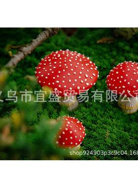 跨境新款夜光红蘑菇微景观庭院装饰品摆件设计田园盆栽家居造型