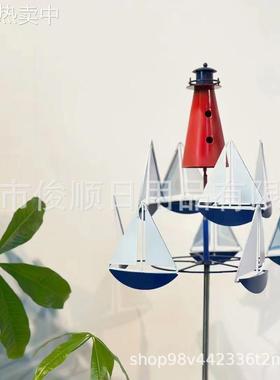 跨境独立帆船风 车独特造型园林摆件风车 新品风车帆船款式独立站