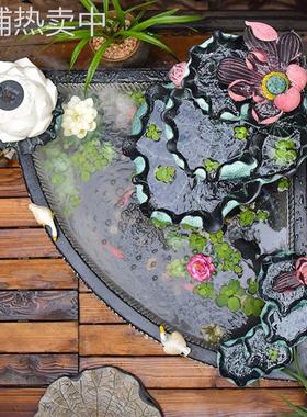 批F*庭院布置户外成品鱼池流水摆件循环水小院造景室外鱼缸水系景