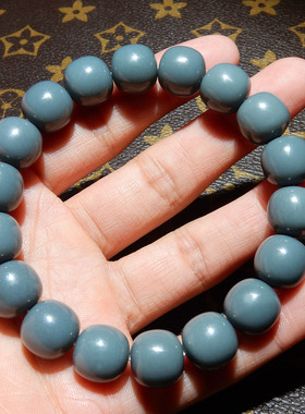 【新疆蓝玉籽料手串】12mm 老型珠 淡雅蓝调男女款手饰