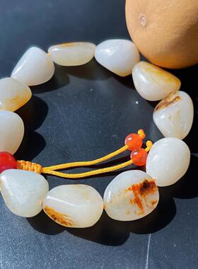 新疆和田玉白玉籽料原石手串 随形玉石手链 男女款文玩手串