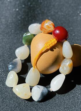 新疆和田玉籽料原石手串 多宝玉石手链男女文玩饰品