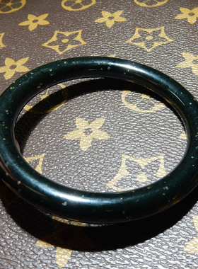 【和田玉闪金手镯】墨绿洒金款 独特纹理国风女款玉镯